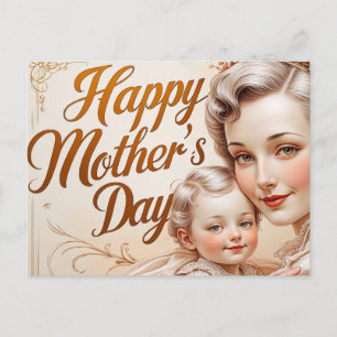 Happy Mother's Day Vintage Mother and Child  Holiday Postcard