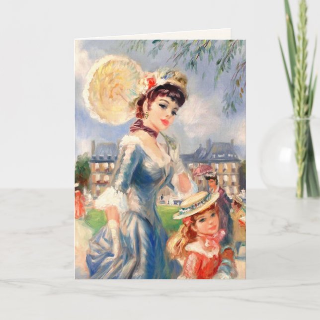 Happy Mother's Day Vintage Mother and Daughter Card (Front)