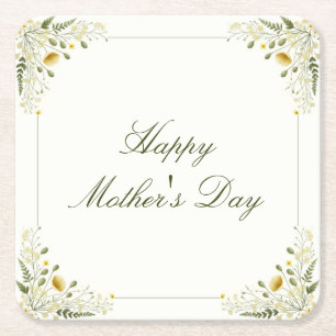 Happy Mother's Day Vintage Wildflower Garden Party Square Paper Coaster