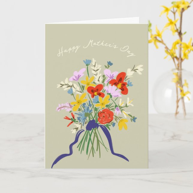 Happy Mother's Day Watercolor Floral Bouquet Card (Yellow Flower)
