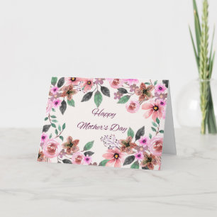 Happy Mother's Day Watercolor Flowers Holiday Card
