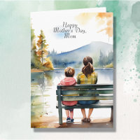 Happy Mother's Day | Watercolor Mum & Son