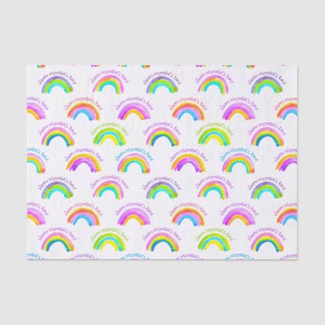 Happy Mother's Day Watercolor Rainbow Pattern Tissue Paper (Front)