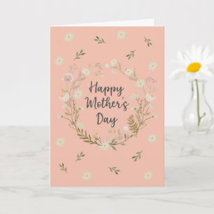 Happy Mothers Day White Flower Greeting  Card