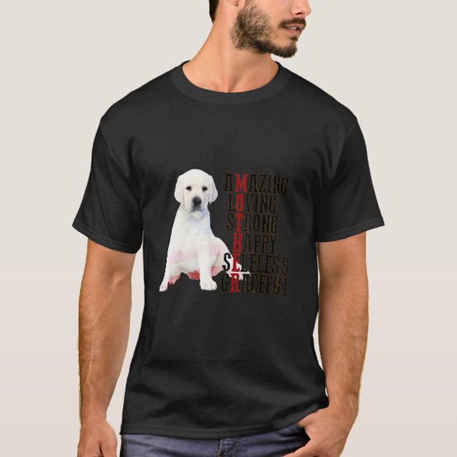 Happy Mother's Day White Labrador Dog Mum Dog Moth T-Shirt (Front)