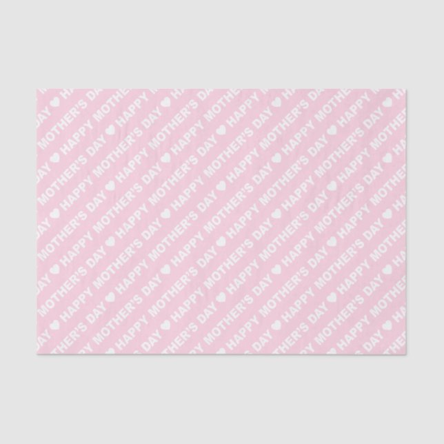 Happy Mother's Day White on Light Pink Tissue Paper (Front)