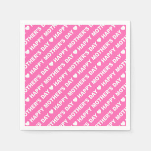 Happy Mother's Day White on Pink Paper Napkin