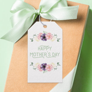 Happy Mothers Day Wild Rose Floral Garland - White Gift Tags