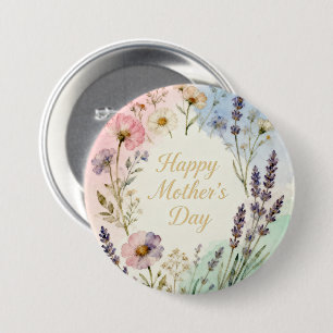 Happy Mother's Day Wildflowers 7.5 Cm Round Badge