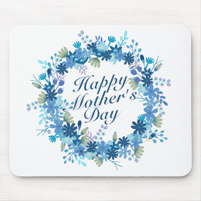 Happy Mother's Day Winter Floral Wreath Mousepad (Front)