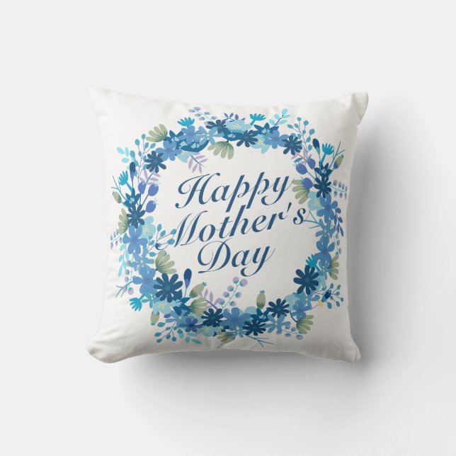 Happy Mother's Day Winter Floral Wreath | Pillow (Front)