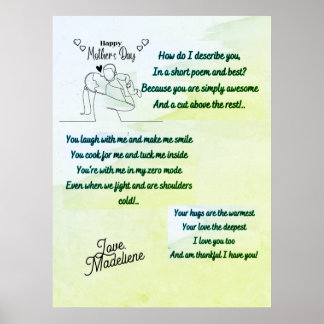 Happy Mother's Day with an original Poem Poster