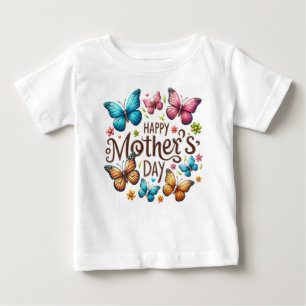 Happy Mother's Day with Butterflies Clipart Baby T-Shirt