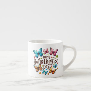 Happy Mother's Day with Butterflies Clipart Espresso Cup