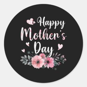 Happy Mother's Day With Floral Mum Mummy Grandma W Classic Round Sticker