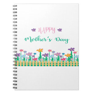 Happy Mothers Day with Flowers Unique Notebook