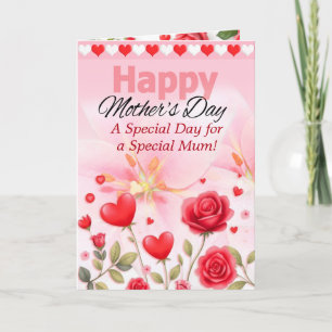 Happy Mothers Day with Hearts & Flowers Holiday Card