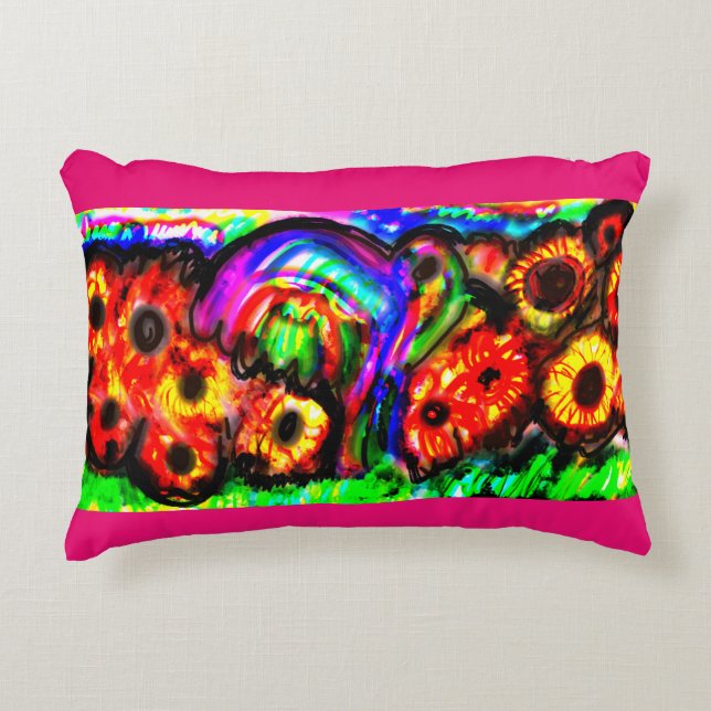 Happy Mother's day with Hummingbird and sunflowers Decorative Cushion (Front)