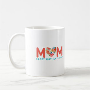 Happy Mothers Day With Love And Flowers Colourful Coffee Mug