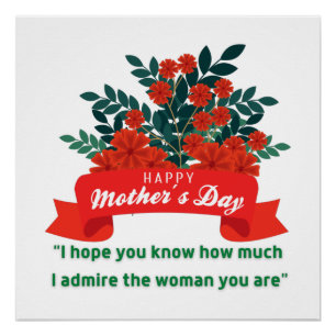 Happy Mothers Day With Love And Flowers T-Shirt Poster