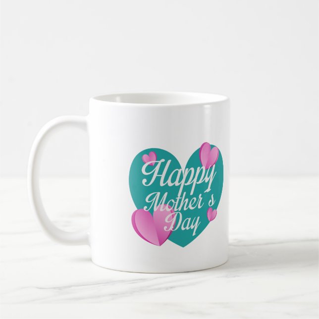 Happy Mothers Day With Love And Hearts  Coffee Mug (Left)
