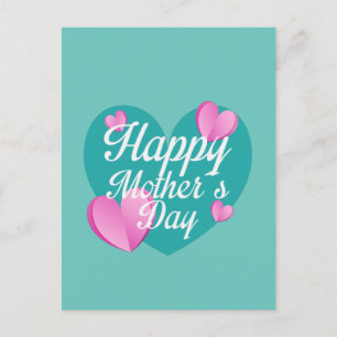 Happy Mothers Day With Love And Hearts Postcard