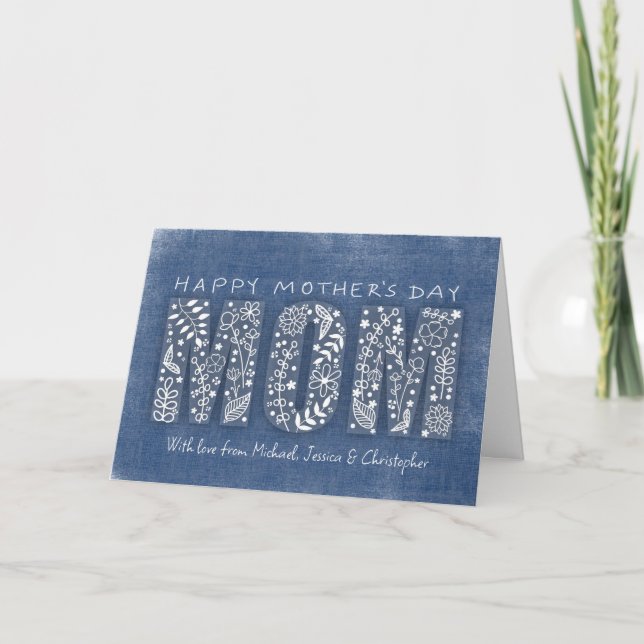 Happy Mother's Day with Love to MOM Custom Names  Card (Front)