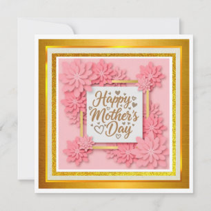 Happy Mother's Day with Pink Origami Flowers Card