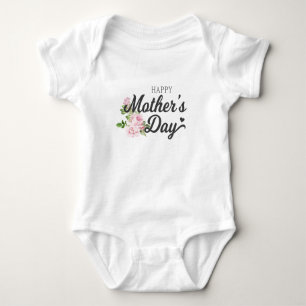 Happy Mother's Day with Pink Roses   Bodysuit