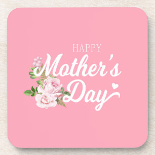 Happy Mother's Day with Pink Roses Coaster