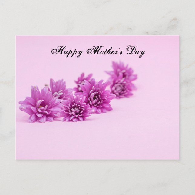 Happy Mother's Day with purple flower on pink Postcard (Front)