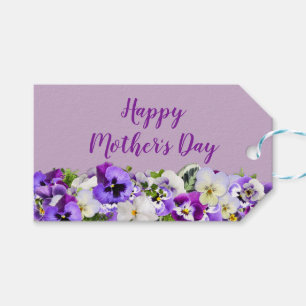 Happy Mother's Day with Purple Flowers Gift Tags