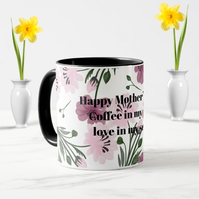 Happy Mother's Day with Purple Pink Floral Pattern Mug (Creator Uploaded)