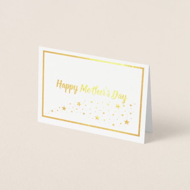 Happy Mother's Day With Stars Trail Gold Foil Card (Front)