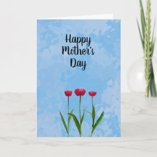 Happy Mother's Day with Three Red Tulips Card