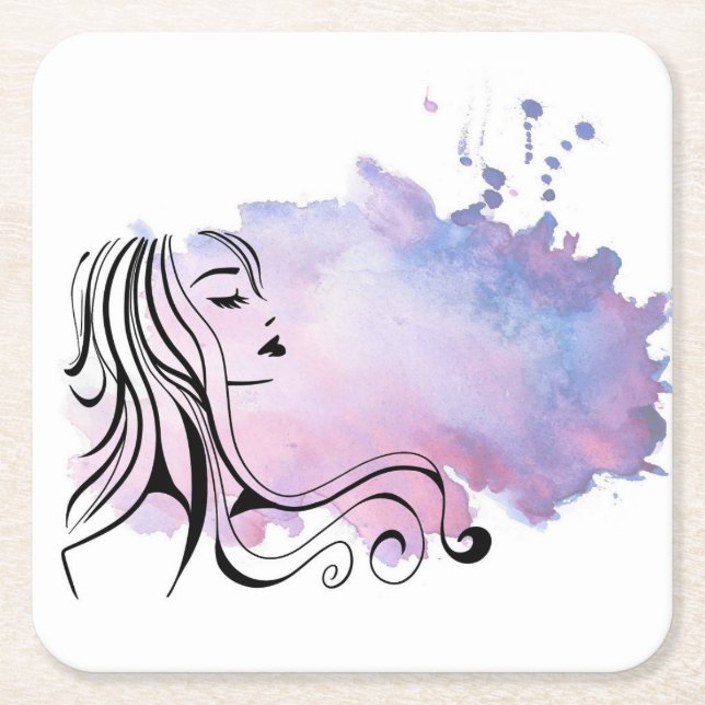 Happy Mothers Day Woman Women's Day Square Paper Coaster (Front)