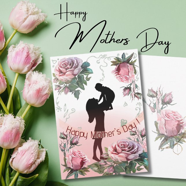 Happy Mother's Day women holding a child Holiday Card (Mother's Day women holding a child Holiday Card)