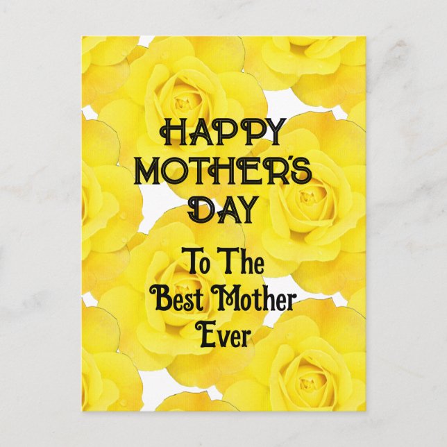 Happy Mother's Day Yellow Floral Custom Message  Postcard (Front)