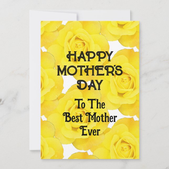 Happy Mother's Day Yellow Floral Custom Text Holiday Card (Front)