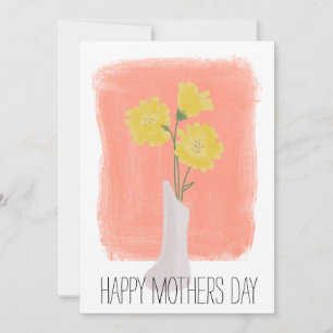 Happy Mothers Day Yellow Florals Brush Stroke Card