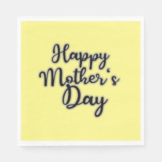 Happy Mothers Day Yellow Napkin