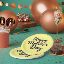 Happy Mothers Day Yellow Paper Plate