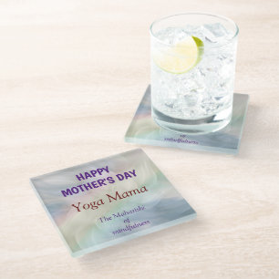 Happy Mother's Day Yoga Mama design Glass Coaster