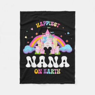 Happy Mothers Grandma Son Daughter Hapest Nana On  Fleece Blanket