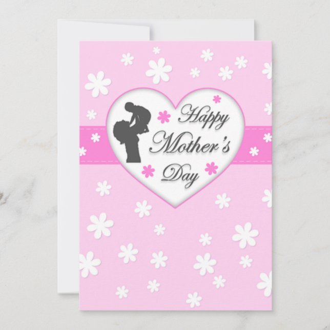 Happy Mother's pink pattern Holiday Card (Front)