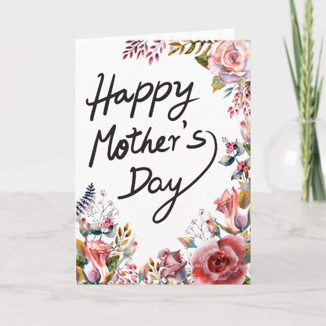 Happy Mothers watercolor floral elegant 1 photo  Card (Front)