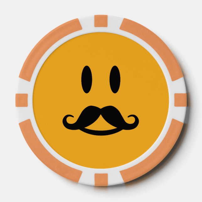 Happy Moustache custom poker chips (Front)