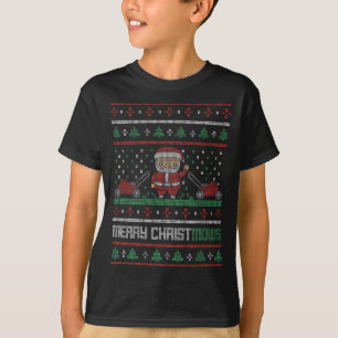 Happy Mow Ugly Christmas Sweater, Lawn Care Christ T-Shirt