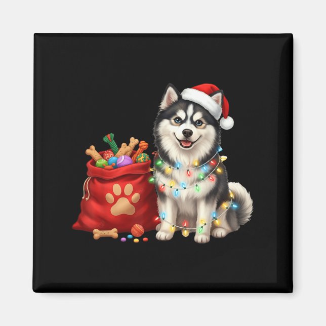Happy Msky Christmas Lights Dog Mom Msky  Magnet (Front)