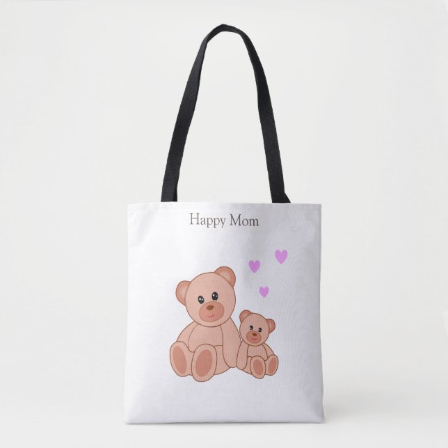 Happy Mum & Cute Bears Tote Bag (Front)